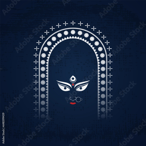 Goddess Maa Durga Face in Happy Durga Puja, Dussehra, and Navratri Celebration Concept for Web Banner, Poster, Social Media Post, and Flyer Advertising, Durga Puja.Happy Durga Puja, Festival, Ad,post,