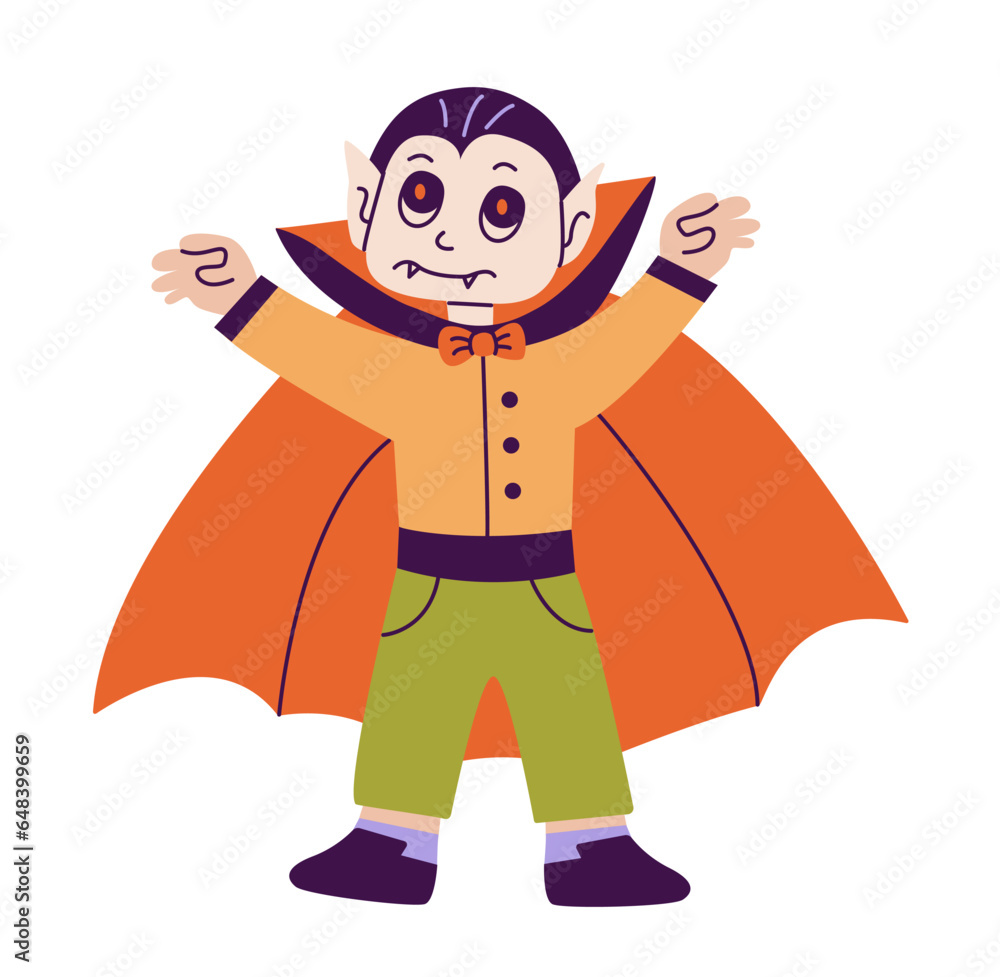 Cartoon character at Halloween party dressed as a vampire. Cartoon character at Halloween party dressed as a vampire.