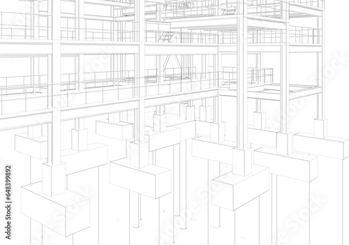 3D illustration of industrial building