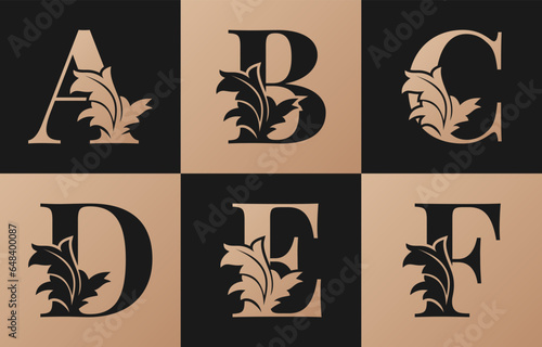 set of vintage alphabet floral decoration