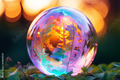 Close up of beautiful soap bubble, aesthetic look © alisaaa