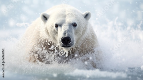 Polar Bear Emerging from the Icy Waters of the Arctic, A Majestic Portrait of Power and Adaptation © Irfanan