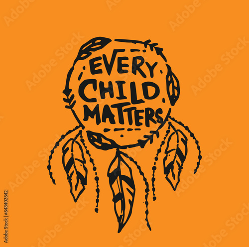 Every Child Matters. National Day for Truth and Reconciliation. Orange T-Shirt Day. 30th September. Vector Illustration.