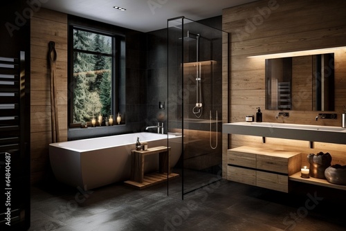 modern bathroom with stone and wooden elements © Lucas