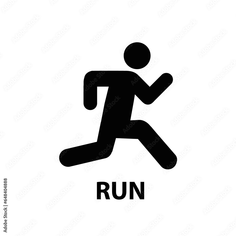 Run icon. Run symbol. Flat design. Stock Run icon. Run symbol. Flat design. Stock