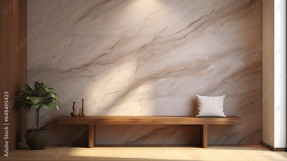 Minimalist Hallway - Wooden Bench, Marble Wall, Wood Paneling, Modern Entrance, Big Window Minimalist Hallway - Wooden Bench, Marble Wall, Wood Paneling, Modern Entrance, Big Window