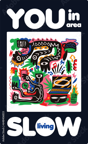 Neo primitive illustration style for print and art wall decoration