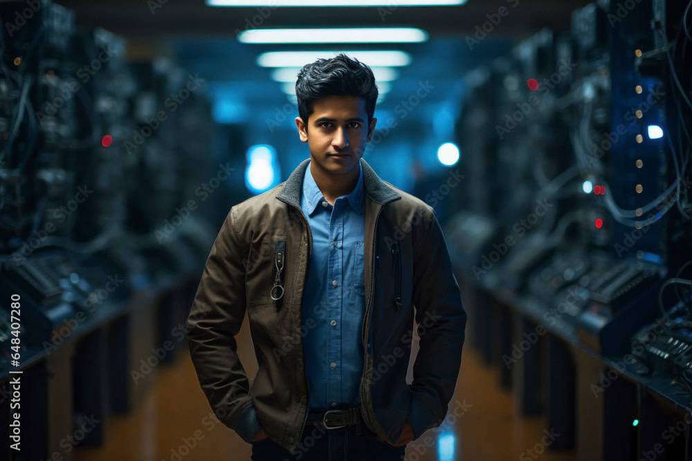 Fototapeta premium Young and confident electric engineer standing