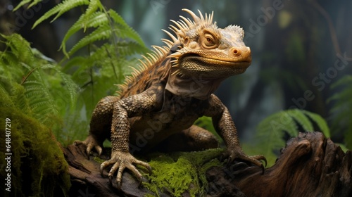 a tuatara, a living fossil, in its native New Zealand habitat, showcasing its unique appearance and ancient lineage © Ishtiaaq