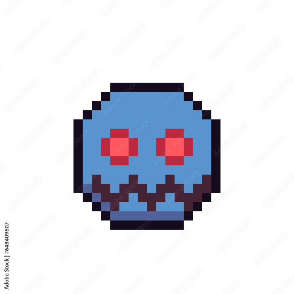 Creepy scary halloween face, pixel art icon, demonic entity head ...