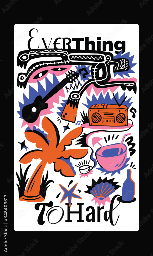 Neo primitive illustration style for print and art wall decoration Neo primitive illustration style for print and art wall decoration