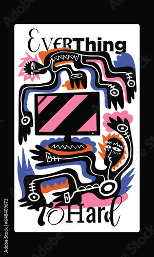 Neo primitive illustration style for print and art wall decoration