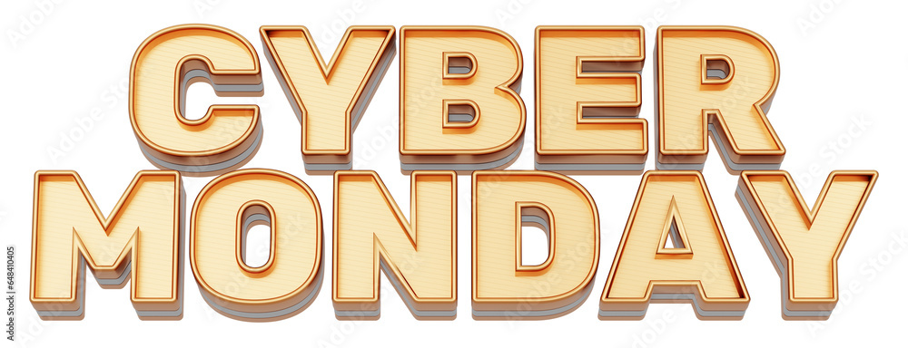 Golden 3d text. typography. 3D illustration. CYBER MONDAY. Golden 3d text. typography. 3D illustration. CYBER MONDAY.