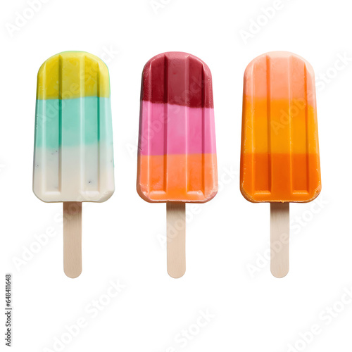 Colorful Popsicles Isolated on Transparent Background