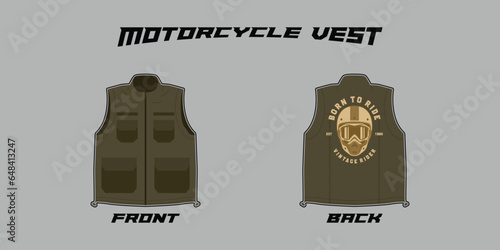 Motorcycle Vest Template Vector Mock up