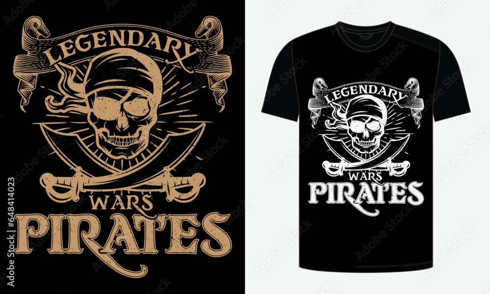 Free vector legendary Pirates t shirt design Free vector legendary Pirates t shirt design
