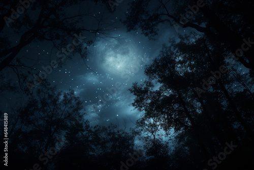 Beautiful wide shot of a full moon in a night sky, aesthetic look