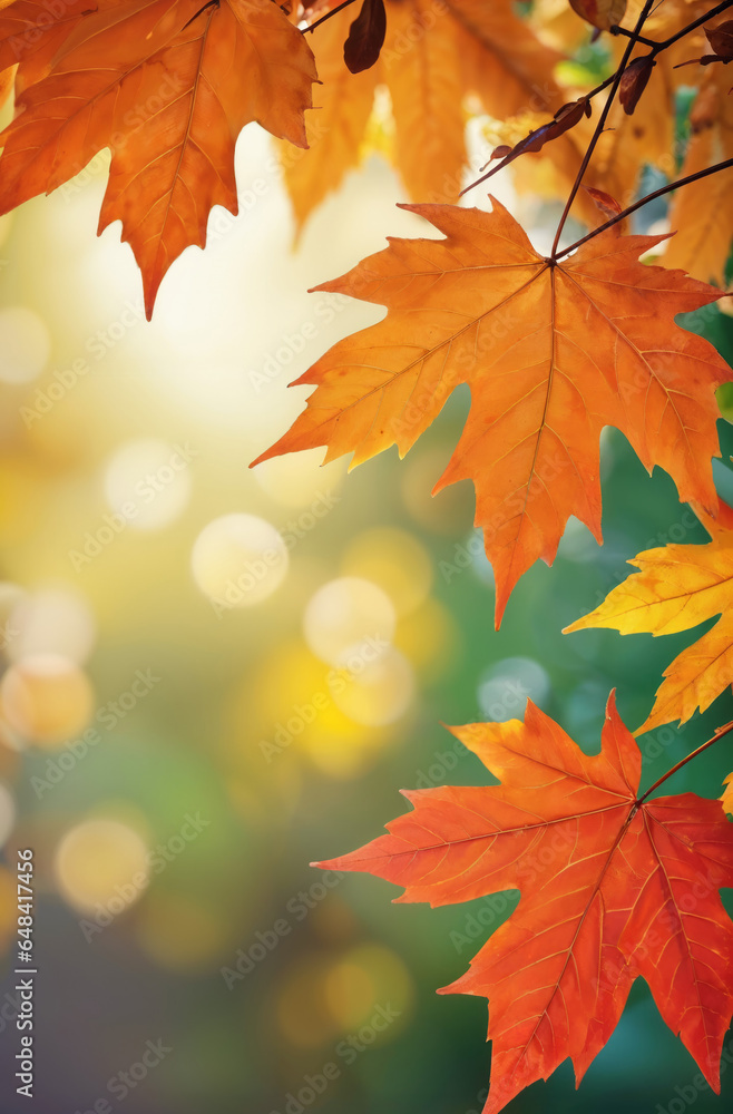 in the autumn and maple leaves in the bokeh background in the autumn and maple leaves in the bokeh background