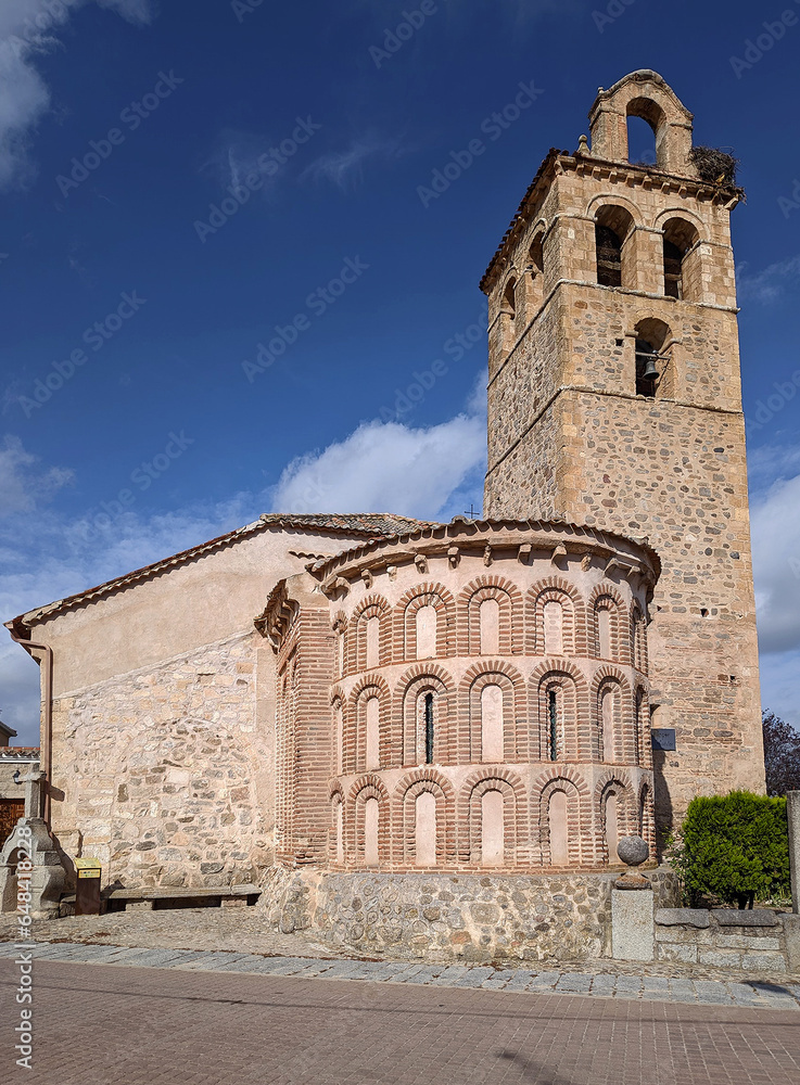 Church of San Vicente. View of the mudejar apse (13th century) and the bell tower.
Village of Zarzuela del Monte. Segovia. Spain.