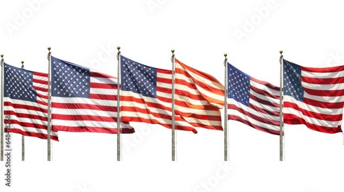 American Flags on White background, HD