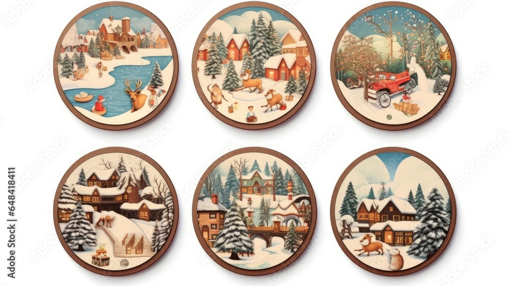 Christmas-themed coasters on White background, HD Christmas-themed coasters on White background, HD