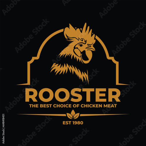 Rooster Gold and Black Luxurious Badge Emblem Logo