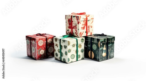 Christmas-themed gift card boxes on White background, HD