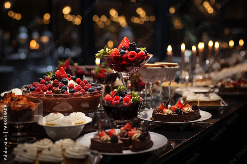 mouthwatering photo featuring a buffet of gourmet dishes and desserts, highlighting the culinary delights of the event