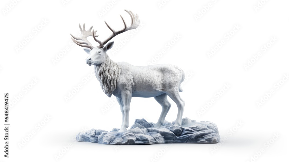 Fototapeta premium Reindeer Figurine on White background, HD