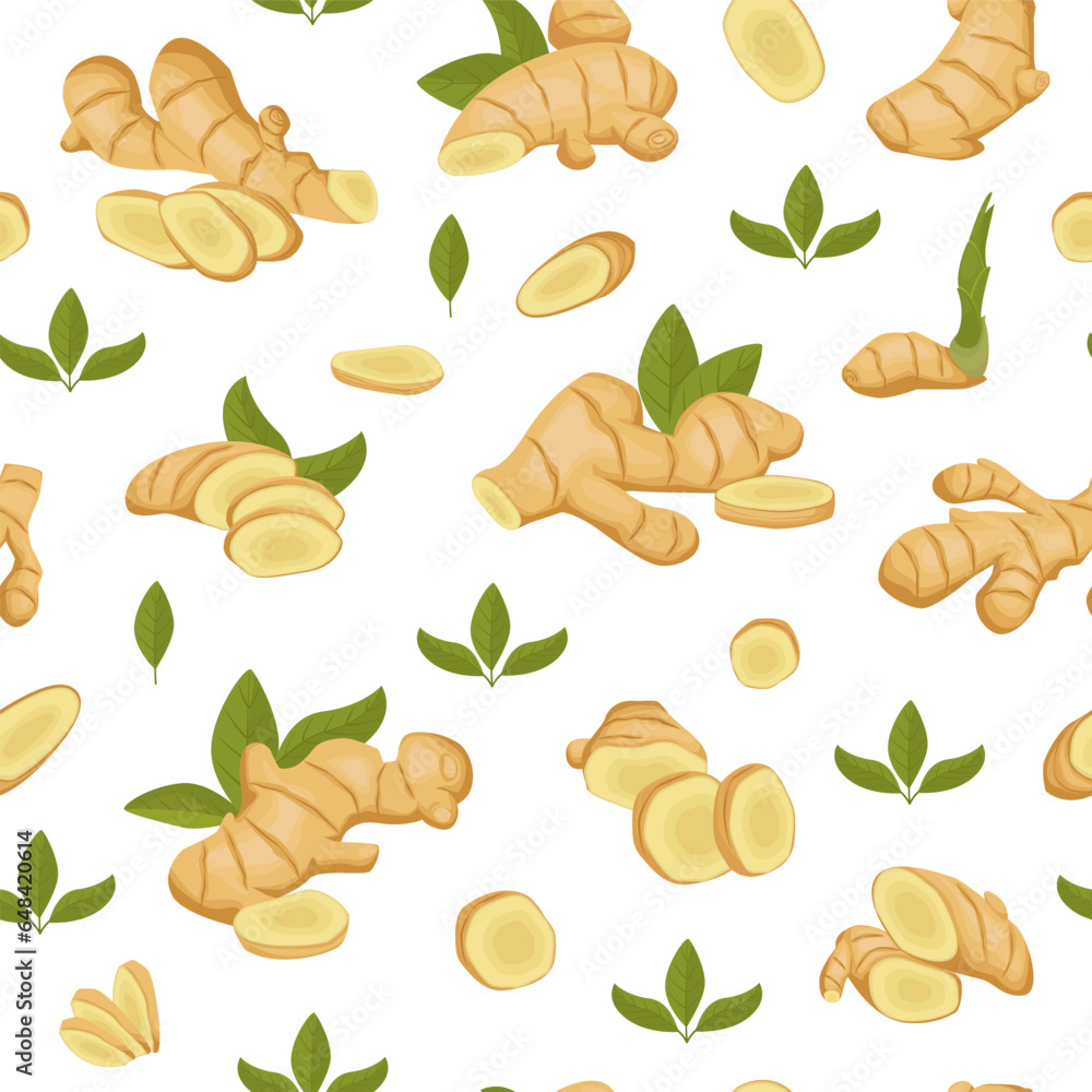 zinziber gingers pattern. cut ginger roots slices, cartoon tea gingers isolated on white background. vector cartoon flat plants seamless pattern. zinziber gingers pattern. cut ginger roots slices, cartoon tea gingers isolated on white background. vector cartoon flat plants seamless pattern.