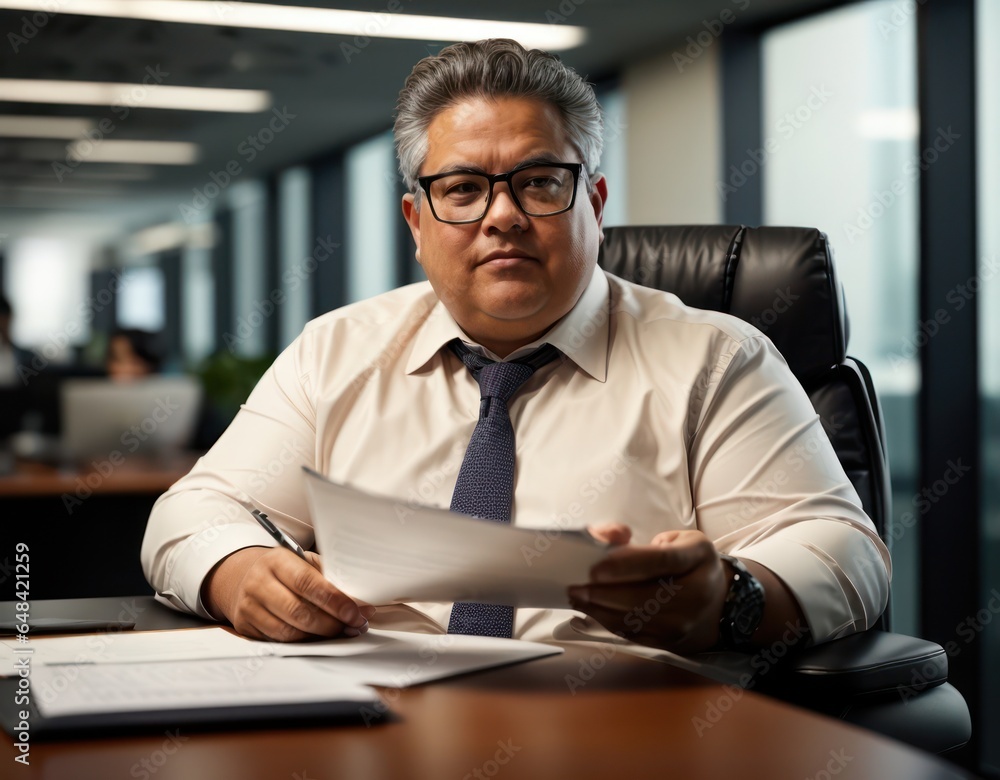 Plus Size Manager Sitting On Desk Plus Size Manager Sitting On Desk
