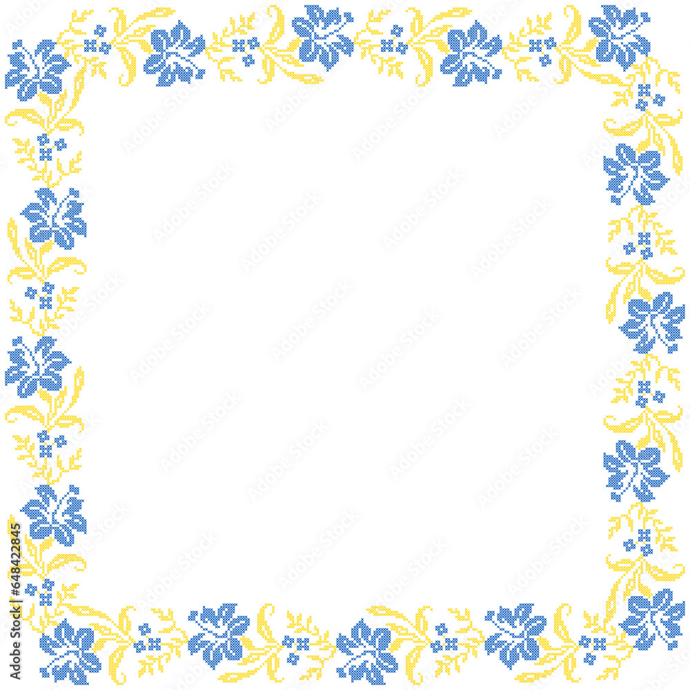 Vector illustration of Ukrainian floral ornament in ethnic style, identity, vyshyvanka, embroidery for print clothes, websites, banners. Background. Geometric design, border, copy space, frame Vector illustration of Ukrainian floral ornament in ethnic style, identity, vyshyvanka, embroidery for print clothes, websites, banners. Background. Geometric design, border, copy space, frame