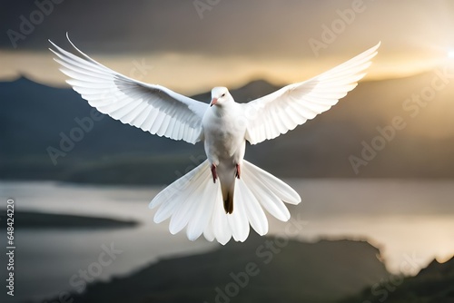 white dove in flight