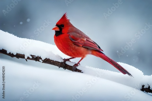 red cardinal in snow © Aansa