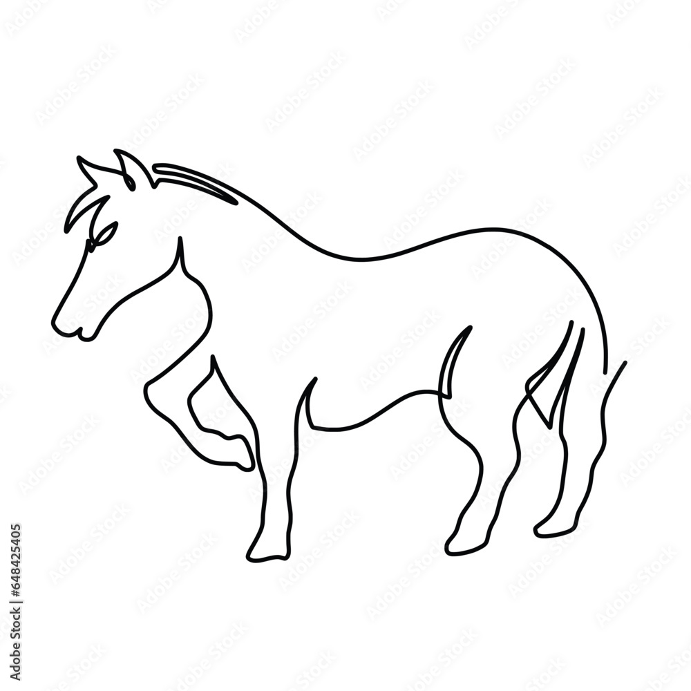 Fototapeta premium Vector continuous one line horse illustration