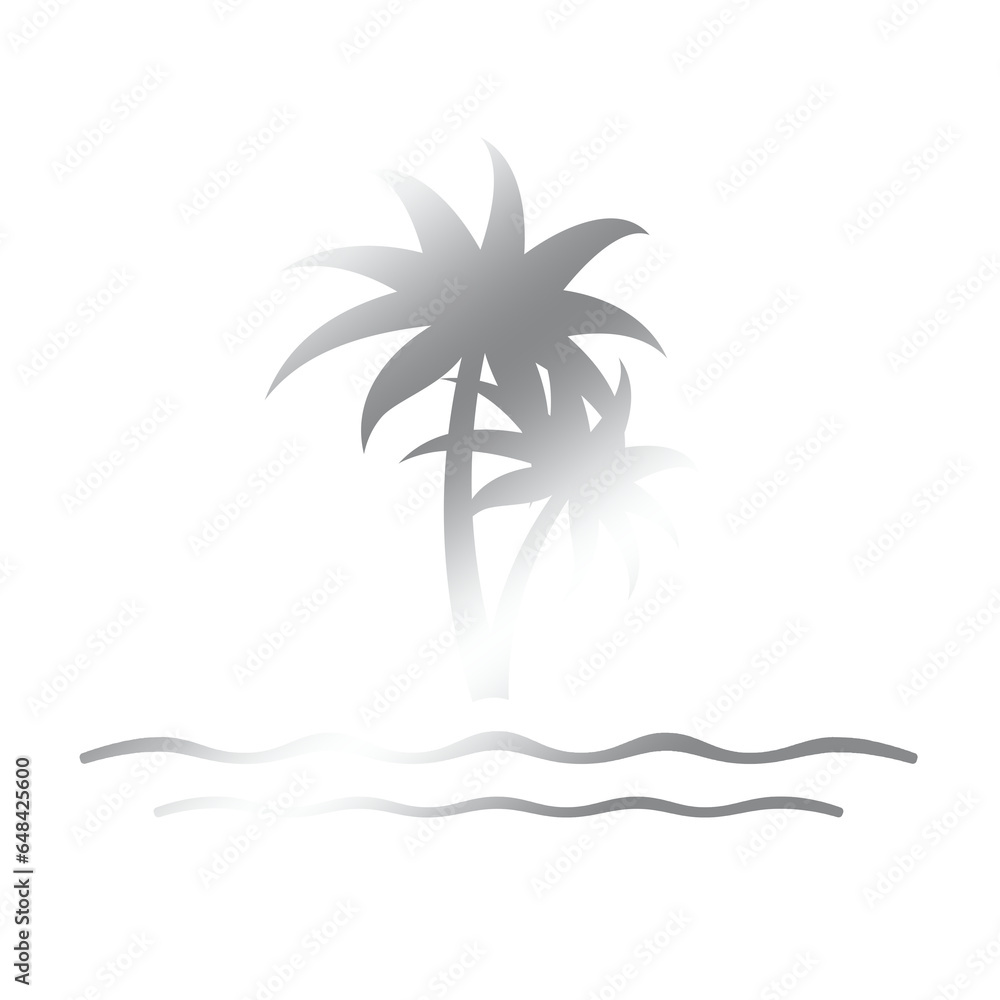 silver beach and coconut trees icon