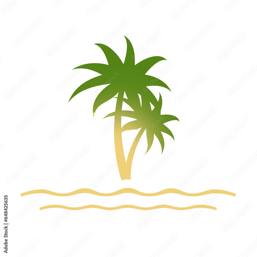 beach and coconut trees icon