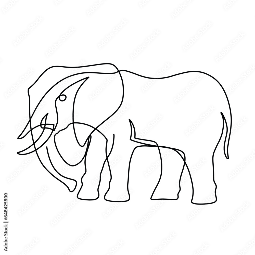 Vector continuous elephant line cat illustration Vector continuous elephant line cat illustration