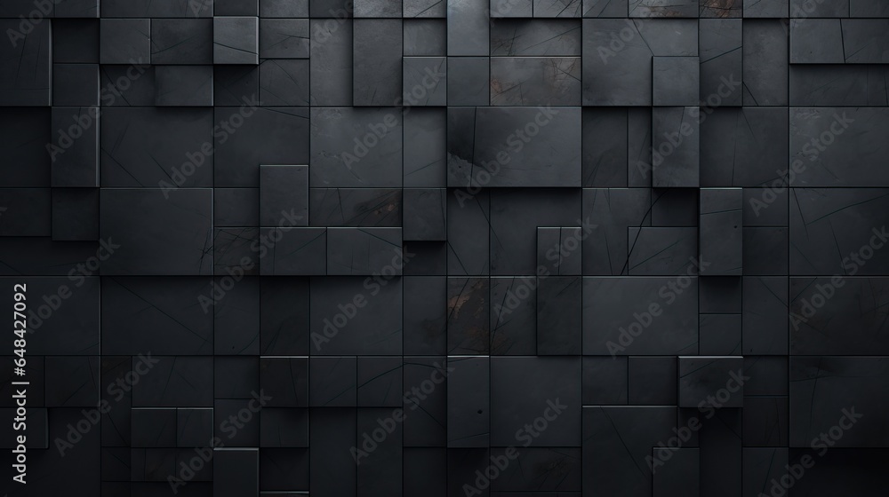 Black stone brick textured background with depth and lined etchings. Black stone brick textured background with depth and lined etchings.