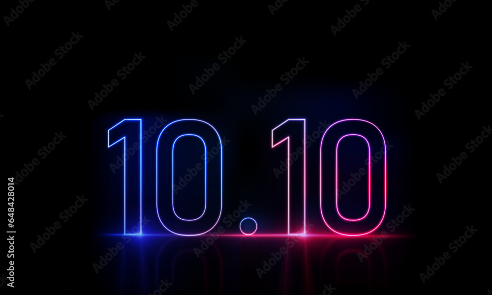 Abstract sports Light pink blue neon light 10.10 Shopping day Poster or banner with product podium scene and spotlight background.10 October sales banner template design Abstract sports Light pink blue neon light 10.10 Shopping day Poster or banner with product podium scene and spotlight background.10 October sales banner template design