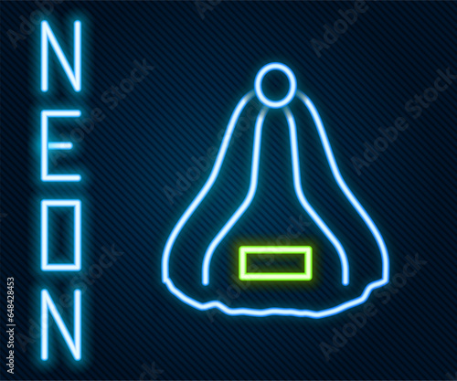 Glowing neon line Sauna hat icon isolated on black background. Colorful outline concept. Vector