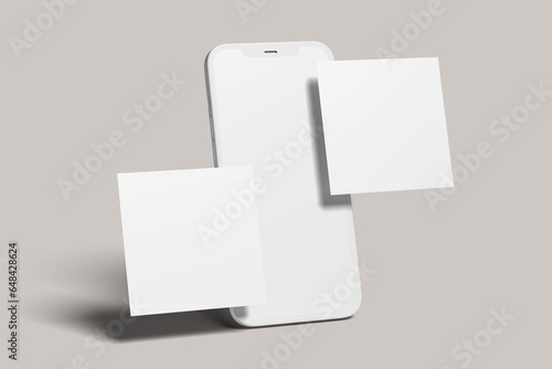 Social media on clay smartphones blank mockup