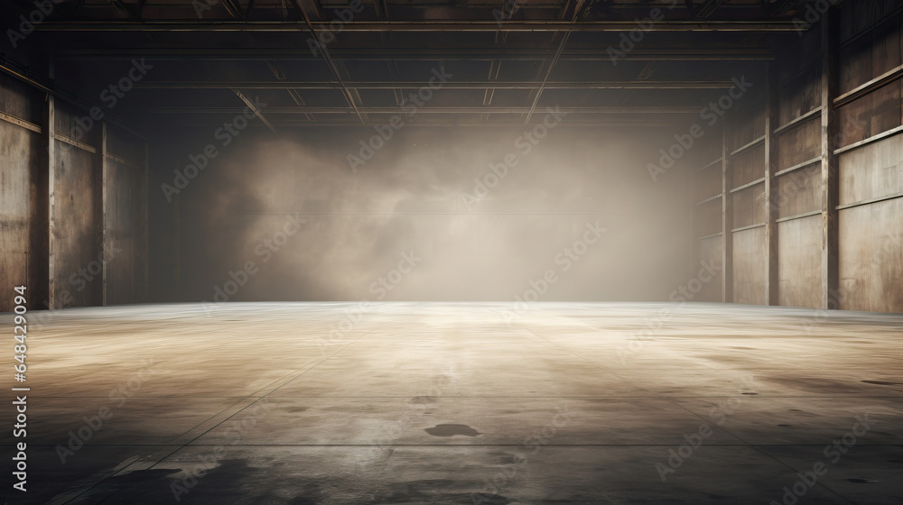 Spacious Empty Warehouse Interior: Industrial Space Ready for Use.