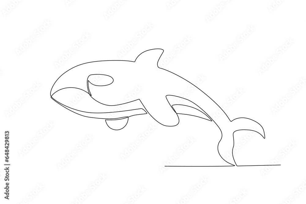 Single one line drawing of a erce whale. Continuous line draw design graphic vector illustration.
Single one line drawing of a erce whale. Continuous line draw design graphic vector illustration.