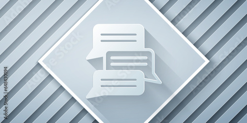 Paper cut Online psychological counseling distance icon isolated on grey background. Psychotherapy, psychological help, psychiatrist online consulting. Paper art style. Vector