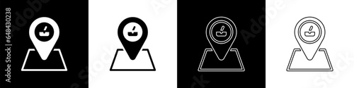 Set Picnic location icon isolated on black and white background. Vector