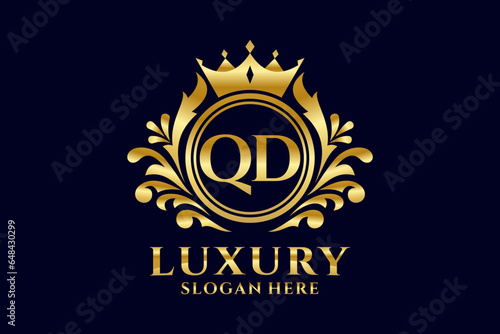 Initial QD Letter Royal Luxury Logo template in vector art for luxurious branding projects and other vector illustration. photo