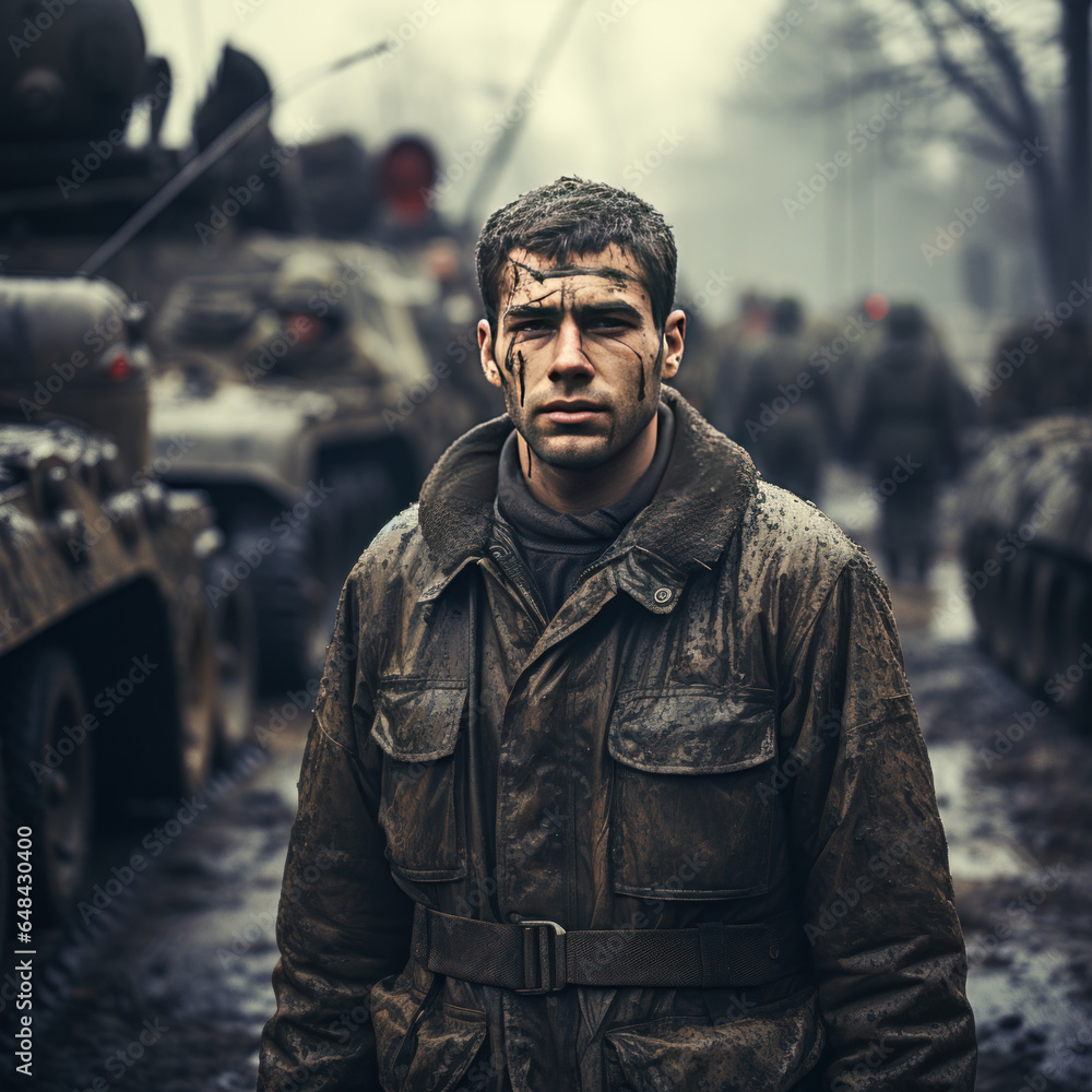 Soldier in uniform with tanks
Soldier in uniform with tanks