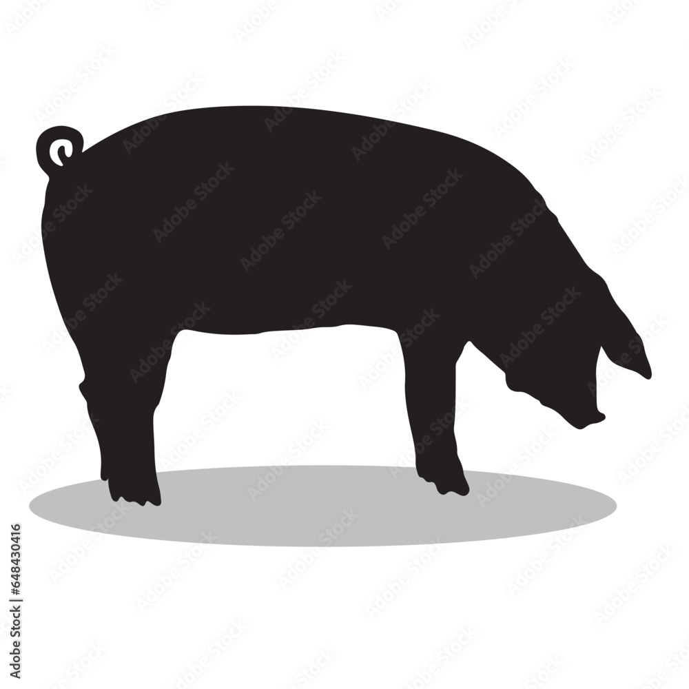 Pig Silhouette, cute Pig Vector Silhouette, Cute Pig cartoon Silhouette ...