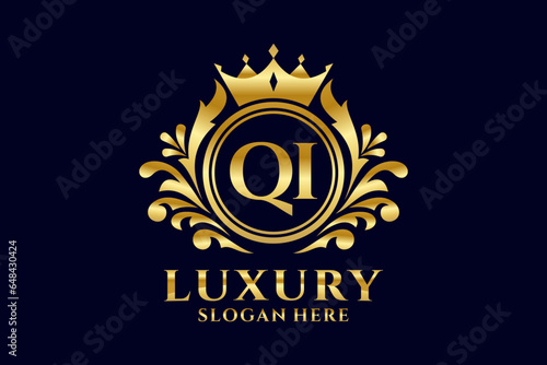Initial QI Letter Royal Luxury Logo template in vector art for luxurious branding projects and other vector illustration.